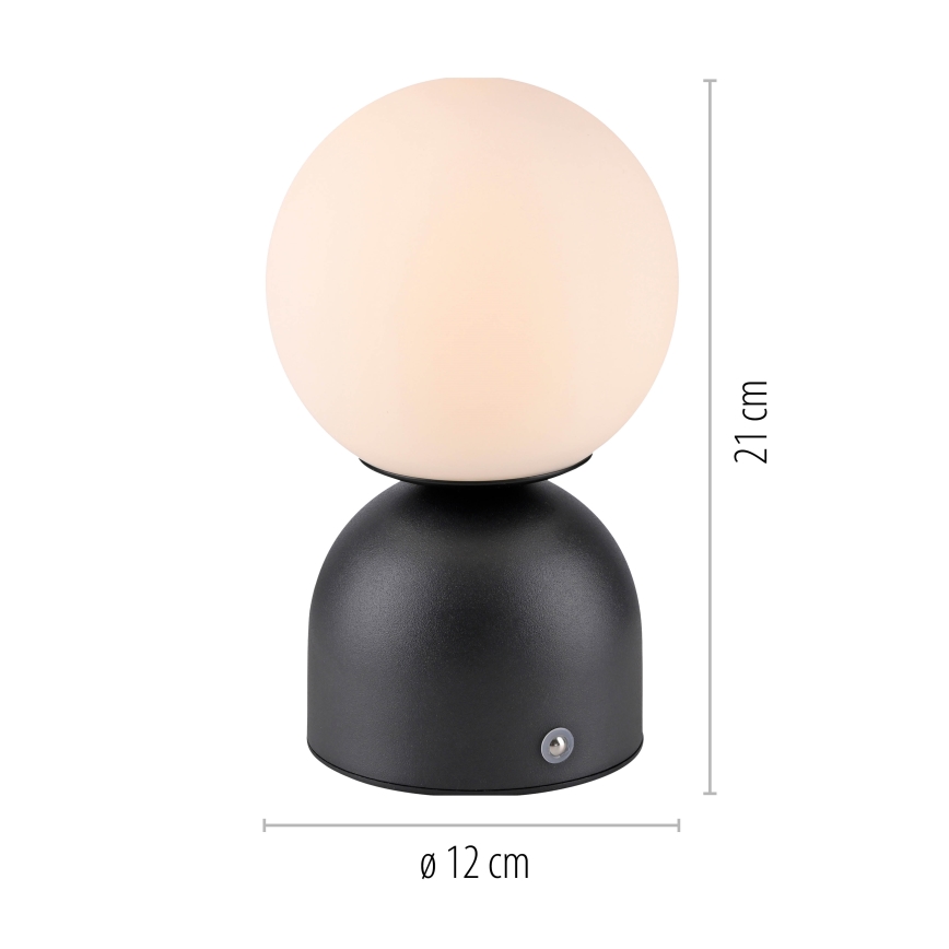 Schöner Wohnen 19218-18 - Lâmpada de mesa recarregável com dimmer sensível ao toque RUDI LED/1,2W/5V 3000-6000K 1200 mAh preta