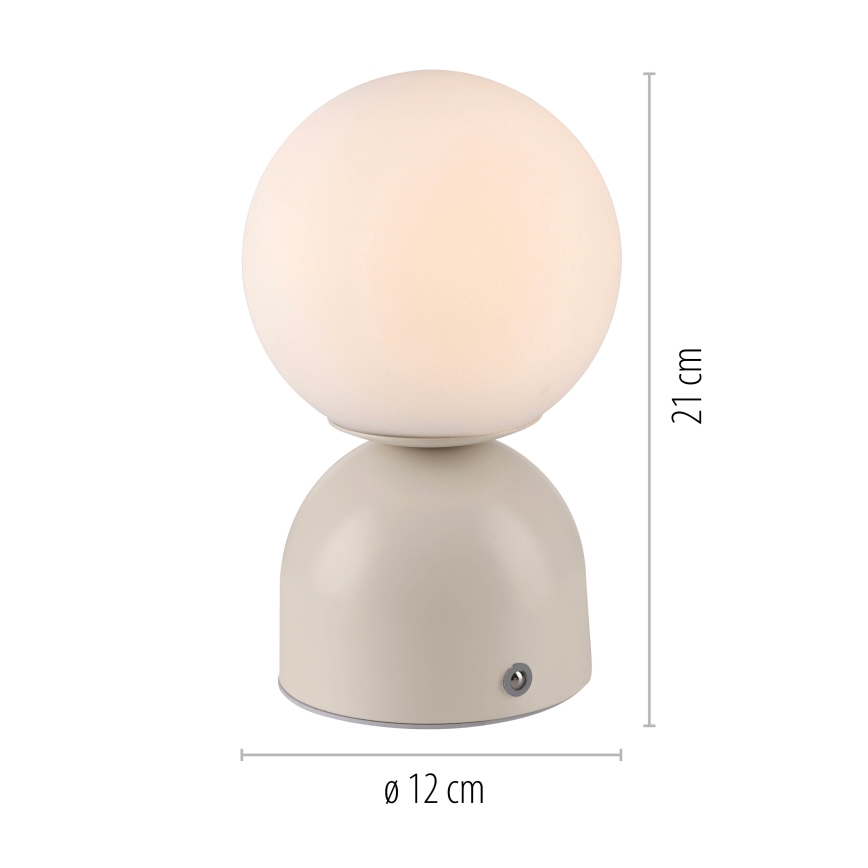 Schöner Wohnen 19218-39 - Luminária de mesa recarregável com controle por toque e LED dimerizável RUDI LED/1,2W/5V 3000-6000K 1200 mAh cinza