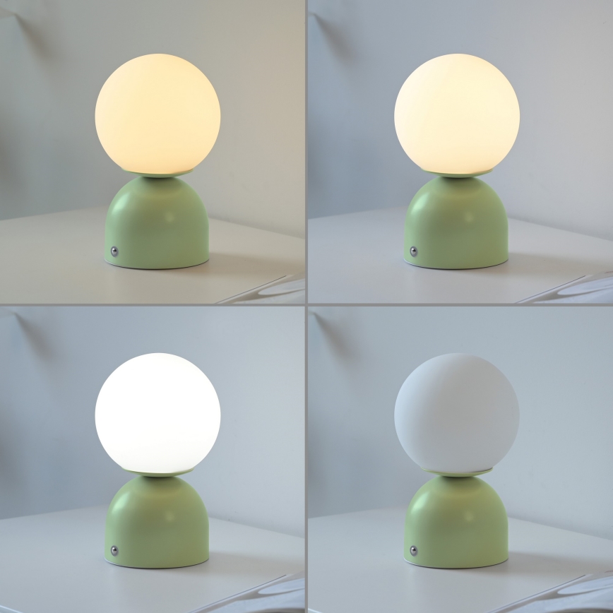 Schöner Wohnen 19218-43 - Candeeiro de mesa LED recarregável, regulável por toque RUDI LED/1,2W/5V 3000-6000K 1200 mAh verde