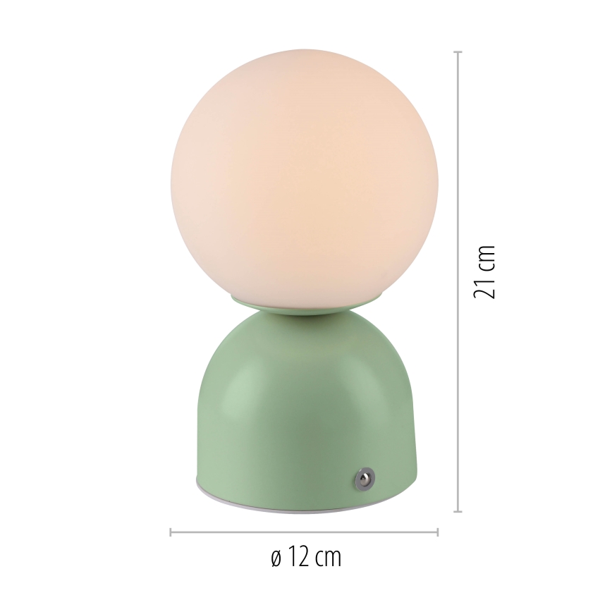 Schöner Wohnen 19218-43 - Candeeiro de mesa LED recarregável, regulável por toque RUDI LED/1,2W/5V 3000-6000K 1200 mAh verde