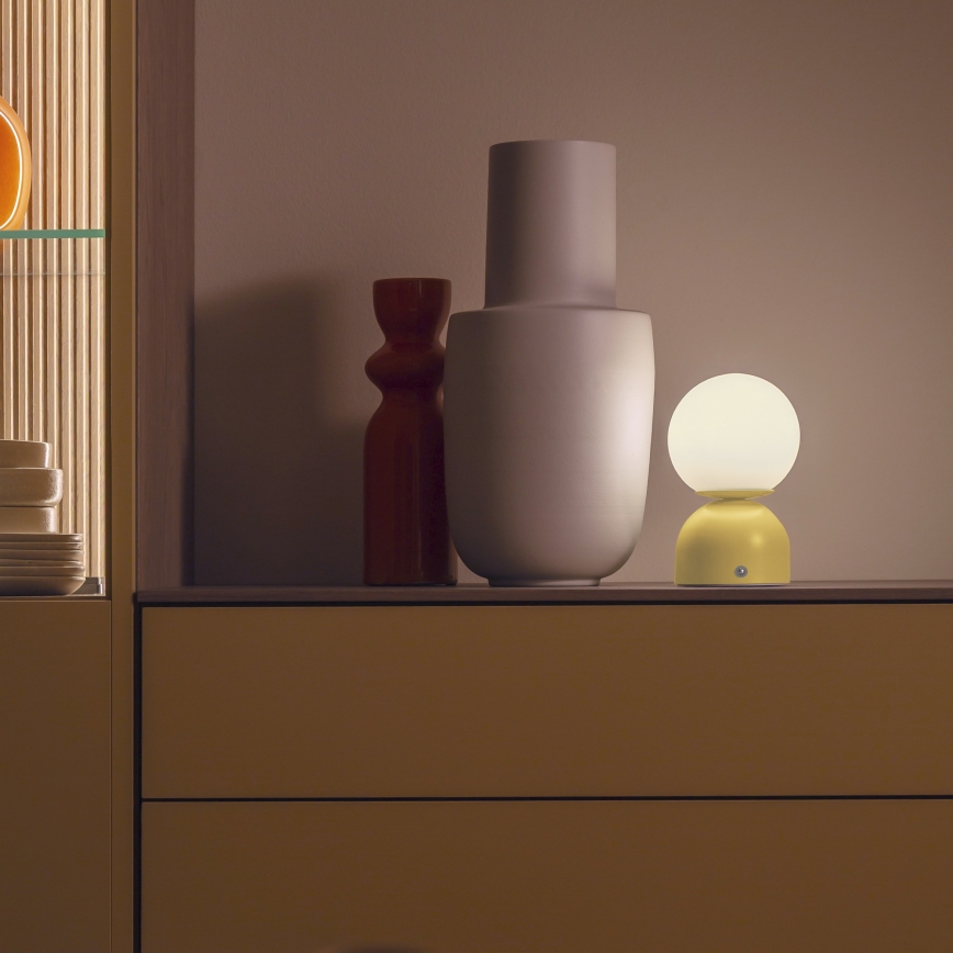 Schöner Wohnen 19218-81 - Candeeiro de mesa recarregável LED RUDI, dimerizável por toque, LED/1,2W/5V 3000-6000K 1200 mAh amarelo