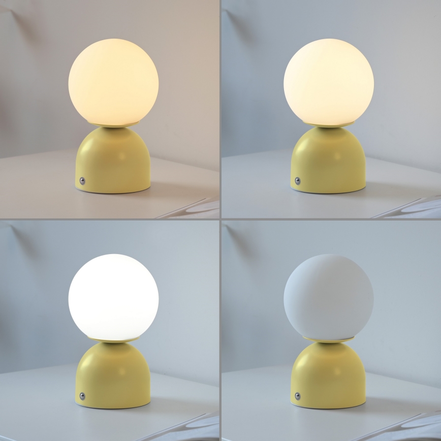 Schöner Wohnen 19218-81 - Candeeiro de mesa recarregável LED RUDI, dimerizável por toque, LED/1,2W/5V 3000-6000K 1200 mAh amarelo