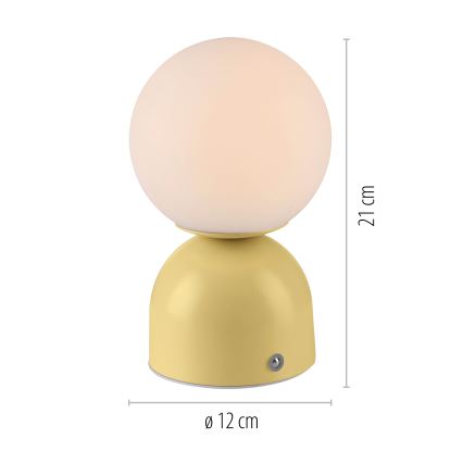 Schöner Wohnen 19218-81 - Candeeiro de mesa recarregável LED RUDI, dimerizável por toque, LED/1,2W/5V 3000-6000K 1200 mAh amarelo