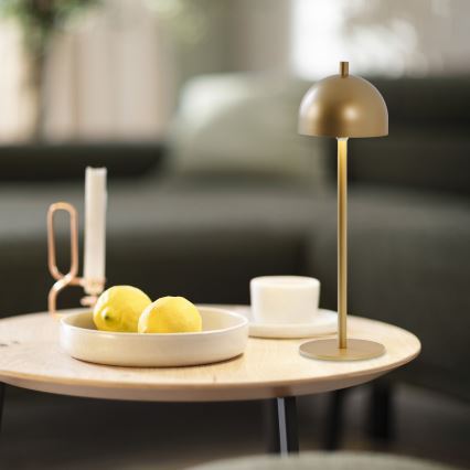 Schöner Wohnen 19244-12 - Candeeiro de mesa exterior recarregável, dimerizável e com controlo tátil BELLIS LED/2,5W/5V 2600 mAh IP54, dourado