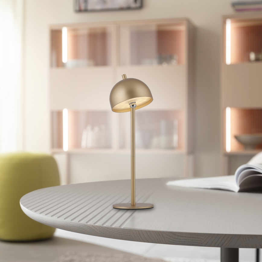 Schöner Wohnen 19244-12 - Candeeiro de mesa exterior recarregável, dimerizável e com controlo tátil BELLIS LED/2,5W/5V 2600 mAh IP54, dourado