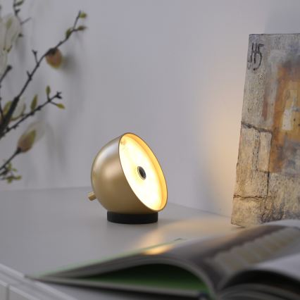 Schöner Wohnen 19244-12 - Candeeiro de mesa exterior recarregável, dimerizável e com controlo tátil BELLIS LED/2,5W/5V 2600 mAh IP54, dourado