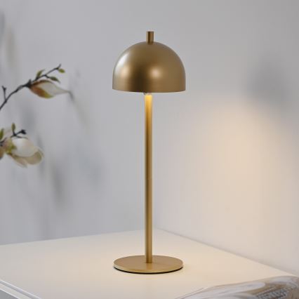 Schöner Wohnen 19244-12 - Candeeiro de mesa exterior recarregável, dimerizável e com controlo tátil BELLIS LED/2,5W/5V 2600 mAh IP54, dourado