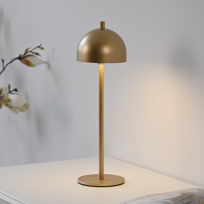 Schöner Wohnen 19244-12 - Candeeiro de mesa exterior recarregável, dimerizável e com controlo tátil BELLIS LED/2,5W/5V 2600 mAh IP54, dourado