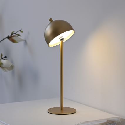 Schöner Wohnen 19244-12 - Candeeiro de mesa exterior recarregável, dimerizável e com controlo tátil BELLIS LED/2,5W/5V 2600 mAh IP54, dourado