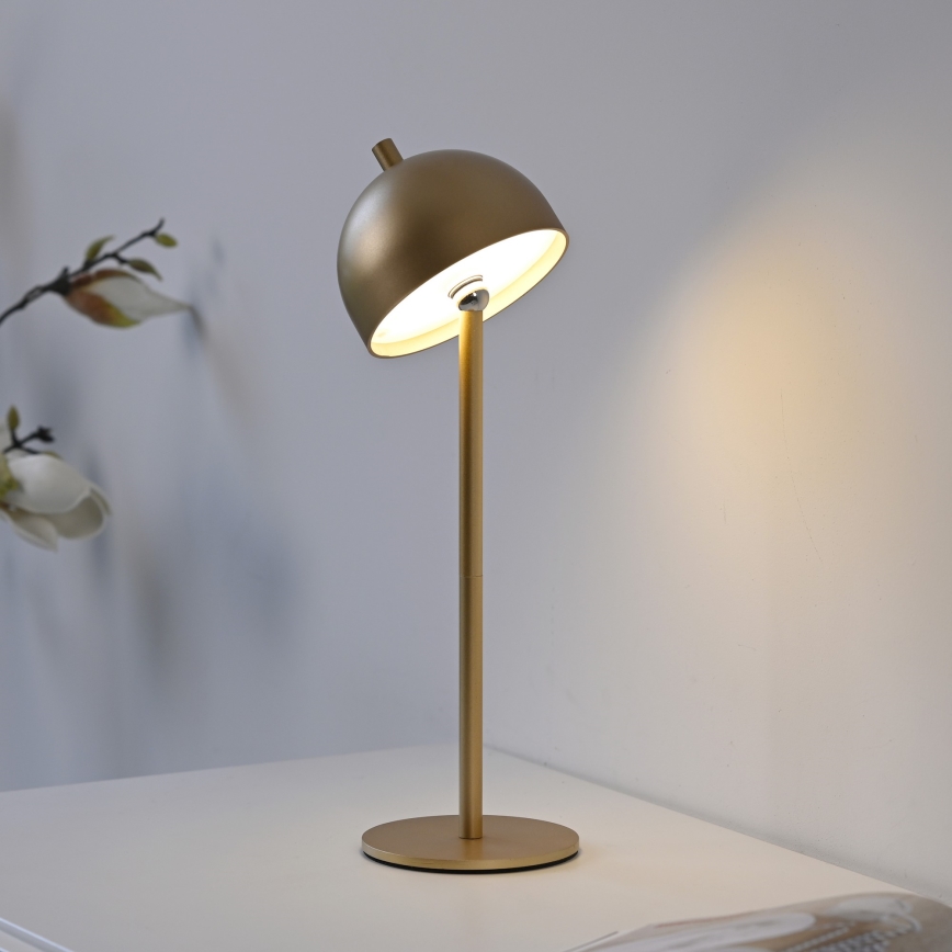 Schöner Wohnen 19244-12 - Candeeiro de mesa exterior recarregável, dimerizável e com controlo tátil BELLIS LED/2,5W/5V 2600 mAh IP54, dourado