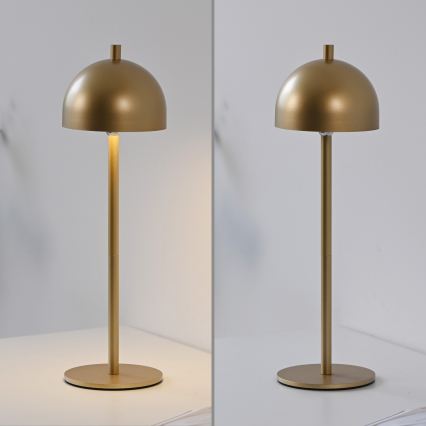 Schöner Wohnen 19244-12 - Candeeiro de mesa exterior recarregável, dimerizável e com controlo tátil BELLIS LED/2,5W/5V 2600 mAh IP54, dourado