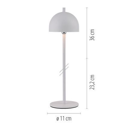 Schöner Wohnen 19244-16 - Candeeiro de mesa tátil dimmerizável recarregável para exterior BELLIS LED/2,5W/5V 2600 mAh IP54 branco