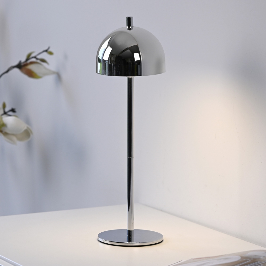 Schöner Wohnen 19244-17 - Candeeiro de mesa exterior LED recarregável BELLIS, regulável por toque, LED/2,5W/5V 2600 mAh IP54, cromado brilhante