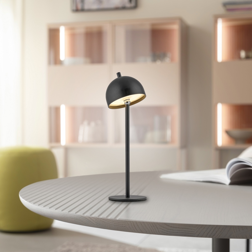 Schöner Wohnen 19244-18 - Lâmpada de mesa para exterior LED recarregável, regulável por toque BELLIS LED/2,5W/5V 2600 mAh IP54 preta