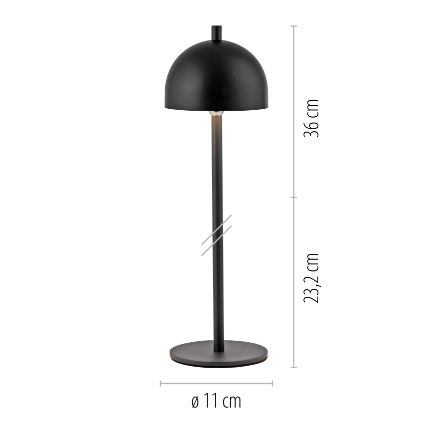 Schöner Wohnen 19244-18 - Lâmpada de mesa para exterior LED recarregável, regulável por toque BELLIS LED/2,5W/5V 2600 mAh IP54 preta