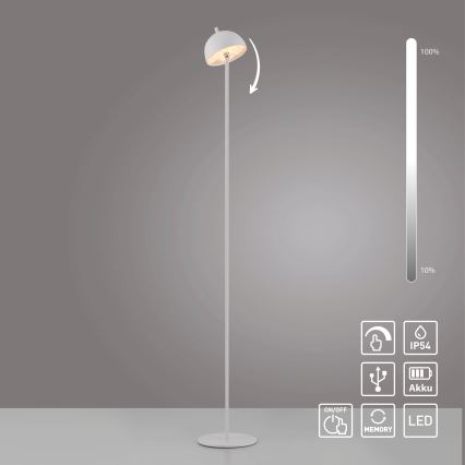 Schöner Wohnen 19245-16 - Candeeiro de pé recarregável para exterior, tátil e regulável BELLIS LED/2,5W/5V 2600 mAh IP54 branco