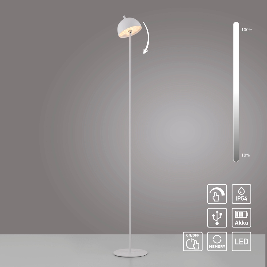 Schöner Wohnen 19245-16 - Candeeiro de pé recarregável para exterior, tátil e regulável BELLIS LED/2,5W/5V 2600 mAh IP54 branco