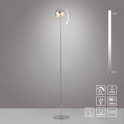Schöner Wohnen 19245-17 - Lâmpada de pé exterior LED BELLIS, recarregável e dimerizável por toque, LED/2,5W/5V 2600 mAh IP54, cromo brilhante