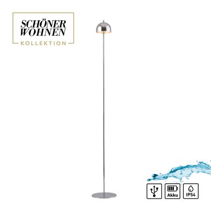 Schöner Wohnen 19245-17 - Lâmpada de pé exterior LED BELLIS, recarregável e dimerizável por toque, LED/2,5W/5V 2600 mAh IP54, cromo brilhante