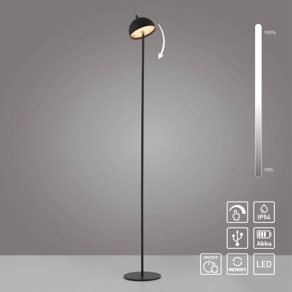 Schöner Wohnen 19245-18 - Candeeiro de pé exterior recarregável com controlo tátil e LED regulável BELLIS LED/2,5W/5V 2600 mAh IP54 preto