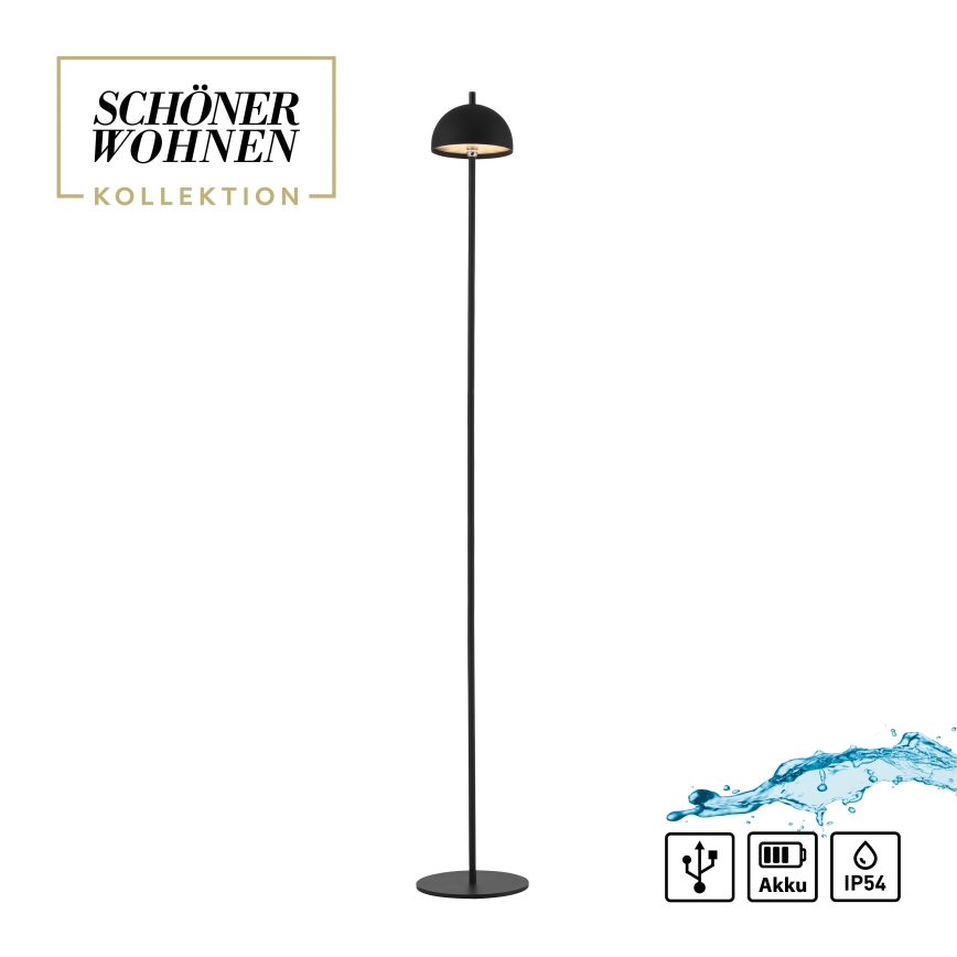 Schöner Wohnen 19245-18 - Candeeiro de pé exterior recarregável com controlo tátil e LED regulável BELLIS LED/2,5W/5V 2600 mAh IP54 preto