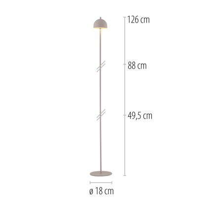 Schöner Wohnen 19245-39 - Lâmpada de pé para exterior recarregável, tátil e dimerizável BELLIS LED/2,5W/5V 2600 mAh IP54 cinzento