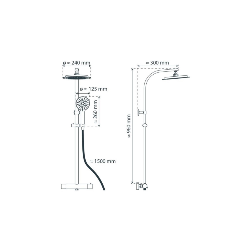 Schütte 60046 - Conjunto de duche com misturador termostático MADURA FRESH, cromado brilhante