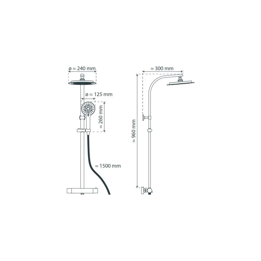 Schütte 60076 - Conjunto de duche com bateria termostática MADURA FRESH preta