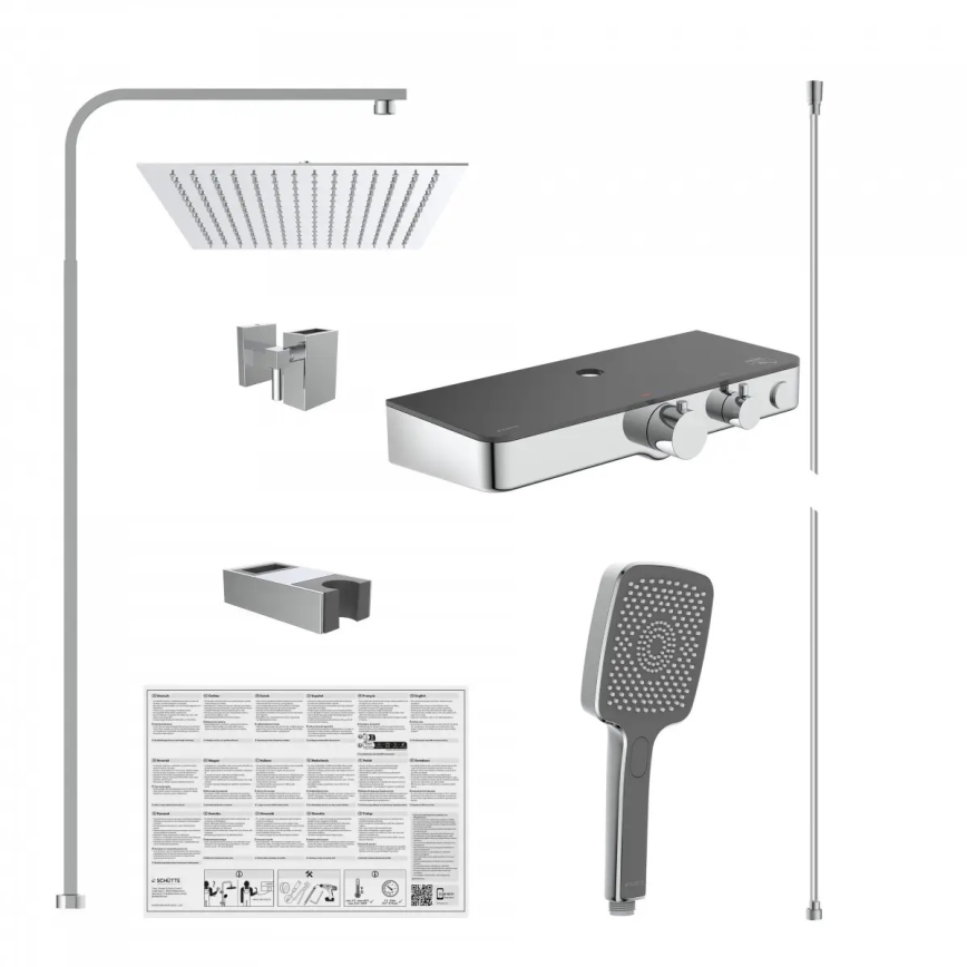 Schütte 60531 - Conjunto de duche com misturador termostático OCEAN, cromado brilhante/antracite