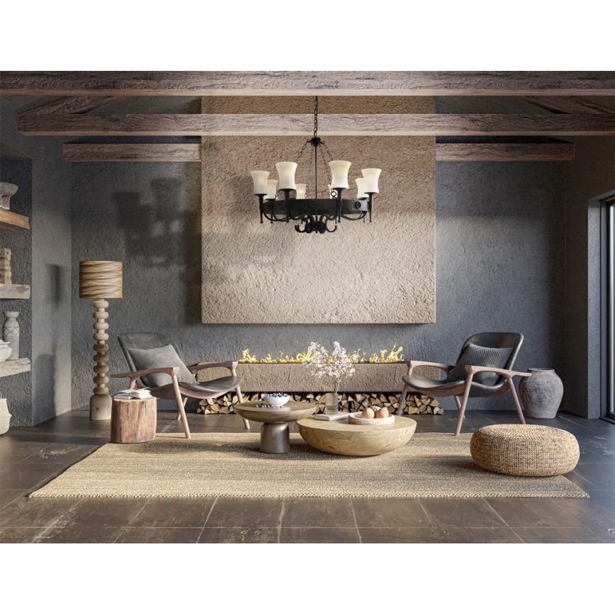 Searchlight - Lustre com corrente CARTWHEEL 8xE27/60W/230V preto