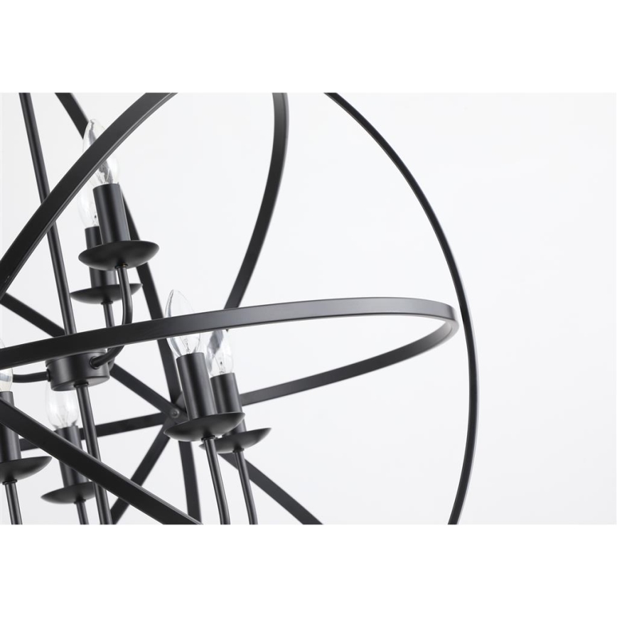 Searchlight - Lustre suspenso com corrente ORBIT 8xE14/60W/230V preto