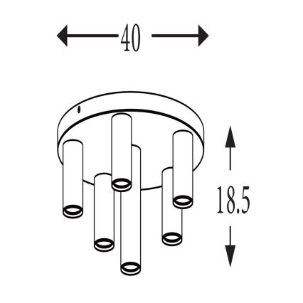 Searchlight - Candeeiro de teto TUBES 6xGU10/10W/230V, diâmetro 40 cm