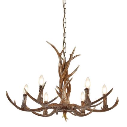 Searchlight - Lustre de corrente STAG 6xE14/7W/230V chifres