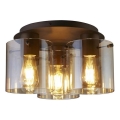 Searchlight - Candeeiro de tecto SWEDEN 3xE27/60W/230V Ø 39 cm castanho/fumado