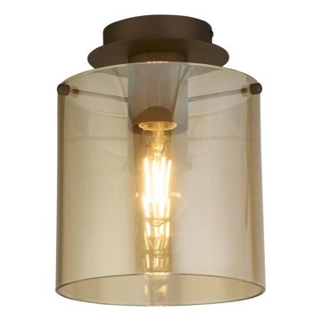 Searchlight - Candeeiro de teto SWEDEN 1xE27/60W/230V Ø 22 cm castanho/fumado