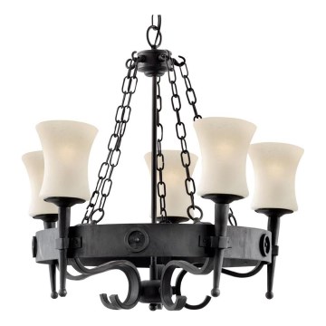 Searchlight - Lustre com corrente CARTWHEEL 5xE27/60W/230V preto