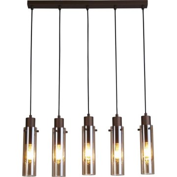Searchlight - Lustre suspenso por cabo SWEDEN 5xE27/60W/230V castanho/fumado