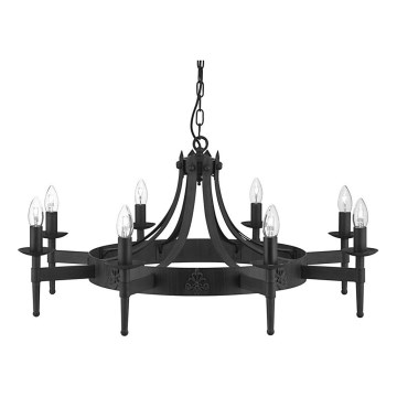 Searchlight - Lustre suspenso por corrente CARTWHEEL 8xE14/60W/230V preto