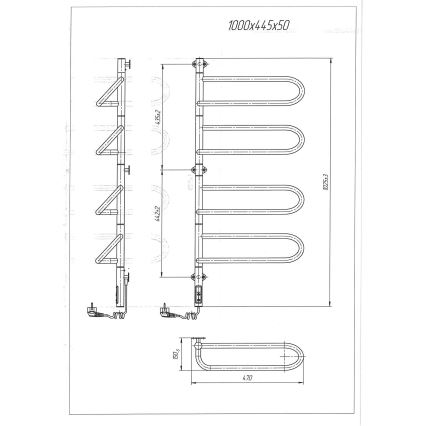 Toalheiro elétrico giratório ELECTRA 120W/230V 102,5x47,5 cm inox/cromado lado esquerdo