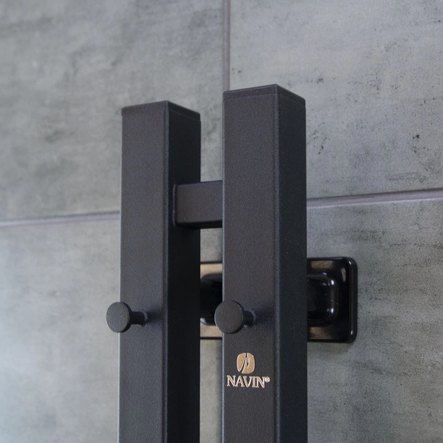 Secador elétrico de toalhas com termostato SILOUETTE 106 W 150 x 9 cm, preto, lado direito