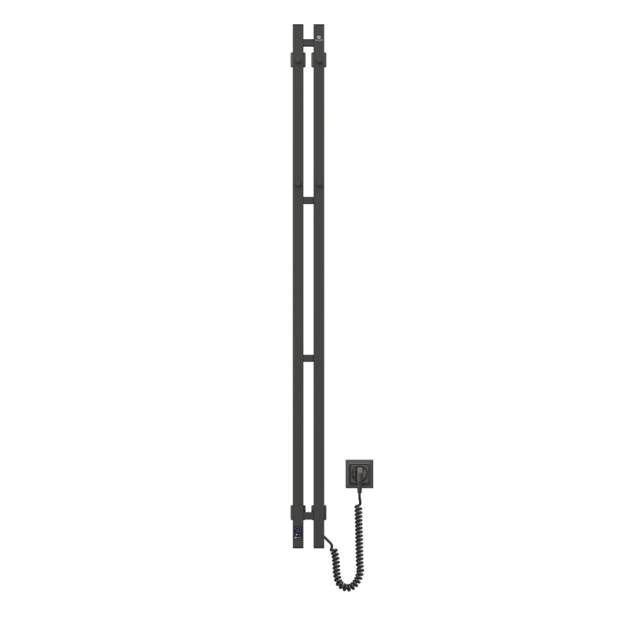 Secador elétrico de toalhas com termostato SILOUETTE 106 W 150 x 9 cm, preto, lado direito