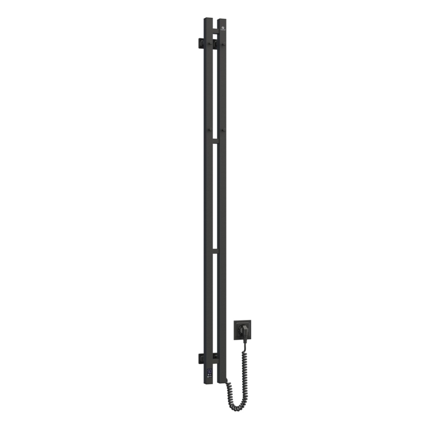 Secador elétrico de toalhas com termostato SILOUETTE 106 W 150 x 9 cm, preto, lado direito
