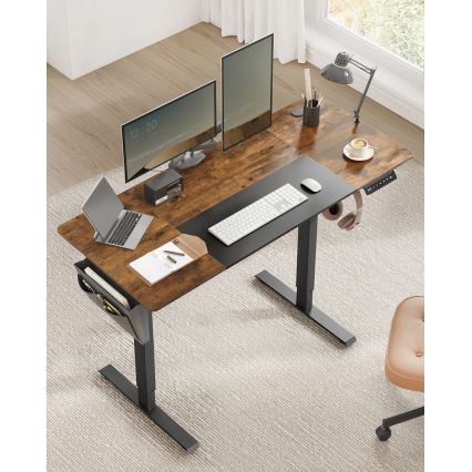 Secretária ajustável em altura SOLEA-X castanha/preta