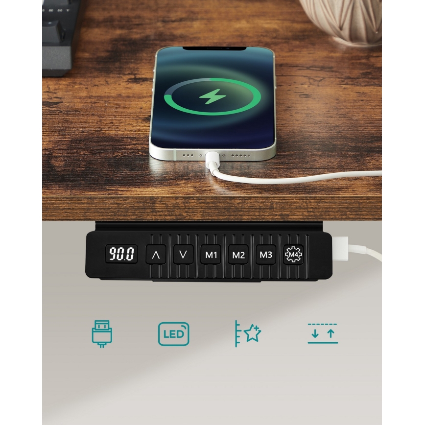 Secretária ajustável em altura SOLEA-X castanha/preta