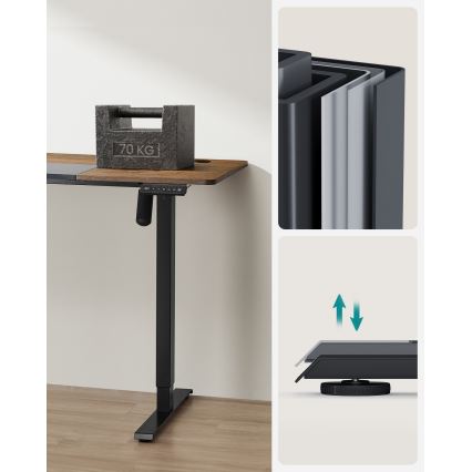 Secretária ajustável em altura SOLEA-X castanha/preta