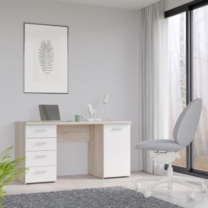 Secretária ARENO branca/carvalho Sonoma