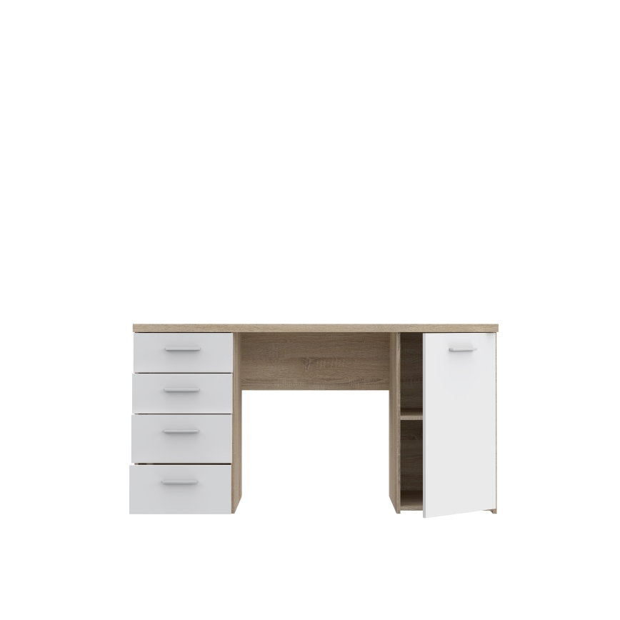 Secretária ARENO branca/carvalho Sonoma