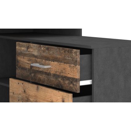 Secretária com gavetas e canto reversível D/E 120x120 cm JULES castanho/preto