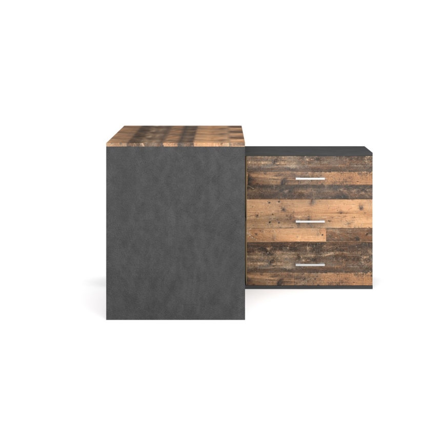 Secretária com gavetas e canto reversível D/E JULES castanho/preto