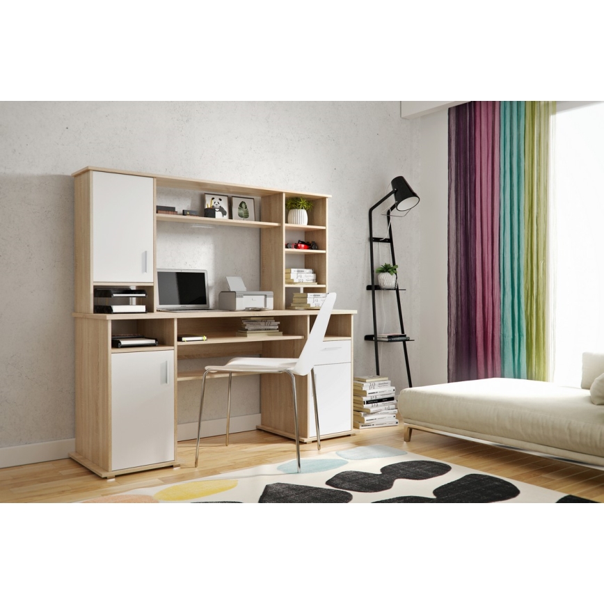 Secretária com prateleira ELIAN 160x53 cm carvalho sonoma/branco